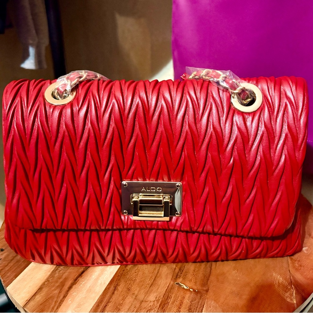 Aldo Red Textured Shoulder Bag